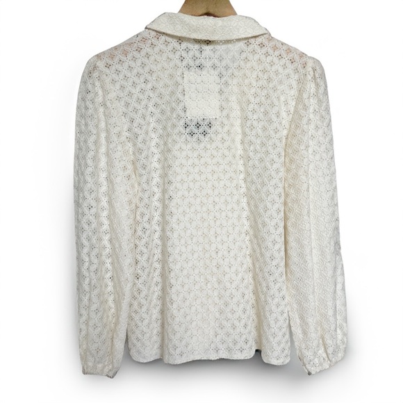 NWT! JOOR'TI Women's Ivory Collared Lace Blouse with Pearl Button Accents Size M - Picture 9 of 10